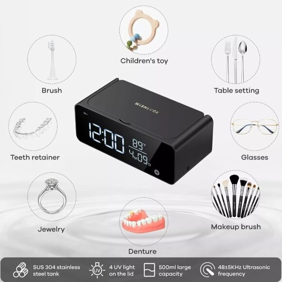 Wishluck MH001 Multi-Functional Ultrasonic Jewelry Cleaning Machine & LED Clock - Picture 5 of 9